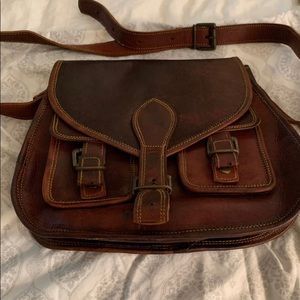 Firu-Handmade Genuine Leather Satchel Brown